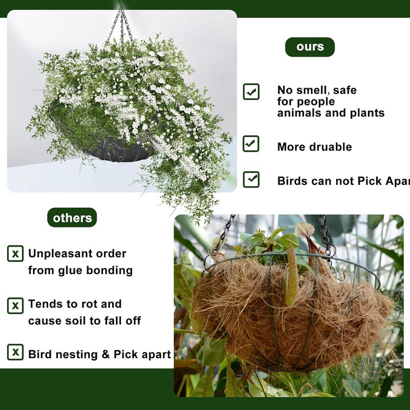 Emsiok Hanging Basket Liners - 3PCS, 12 Inch Round, Non-Woven, Black Felt, Replacement Inserts for Hanging Baskets, Outdoor Plants - Avoid Bird Nesting - Image 4